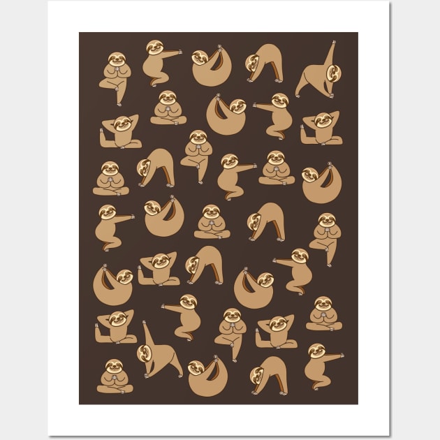 Cute Sloth Yoga Poses Wall Art by Plushism